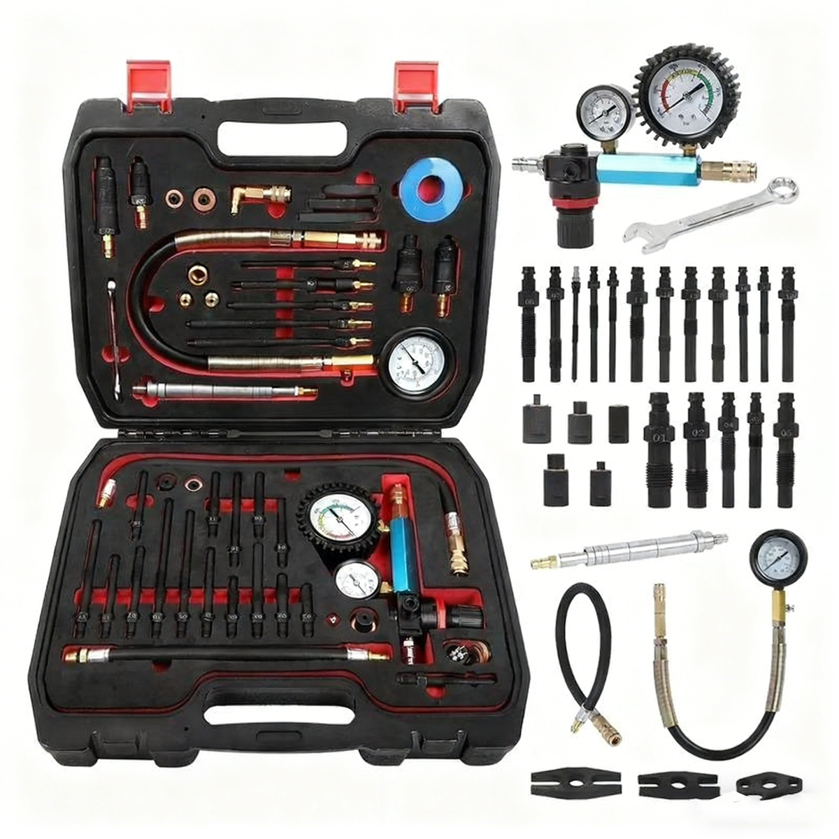 46 Pieces Compression and Leakage Test Kit for HDi TDCi Pumpe Duse Engine - KUDUPARTS