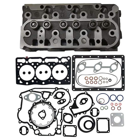 Complete Cylinder Head + Full Gasket Kit Compatible with Kubota D1005 Engine B7510DT B2320DT B2320DWO B2320HSD BX2660 F2560E ZD25F ZD326 - KUDUPARTS