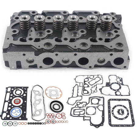 D1503 Complete Cylinder Head & Full Gasket Kit for Kubota KX91-3 U35 Excavator, 1A013-03043 |16487-03045 |1A013-03044 - KUDUPARTS