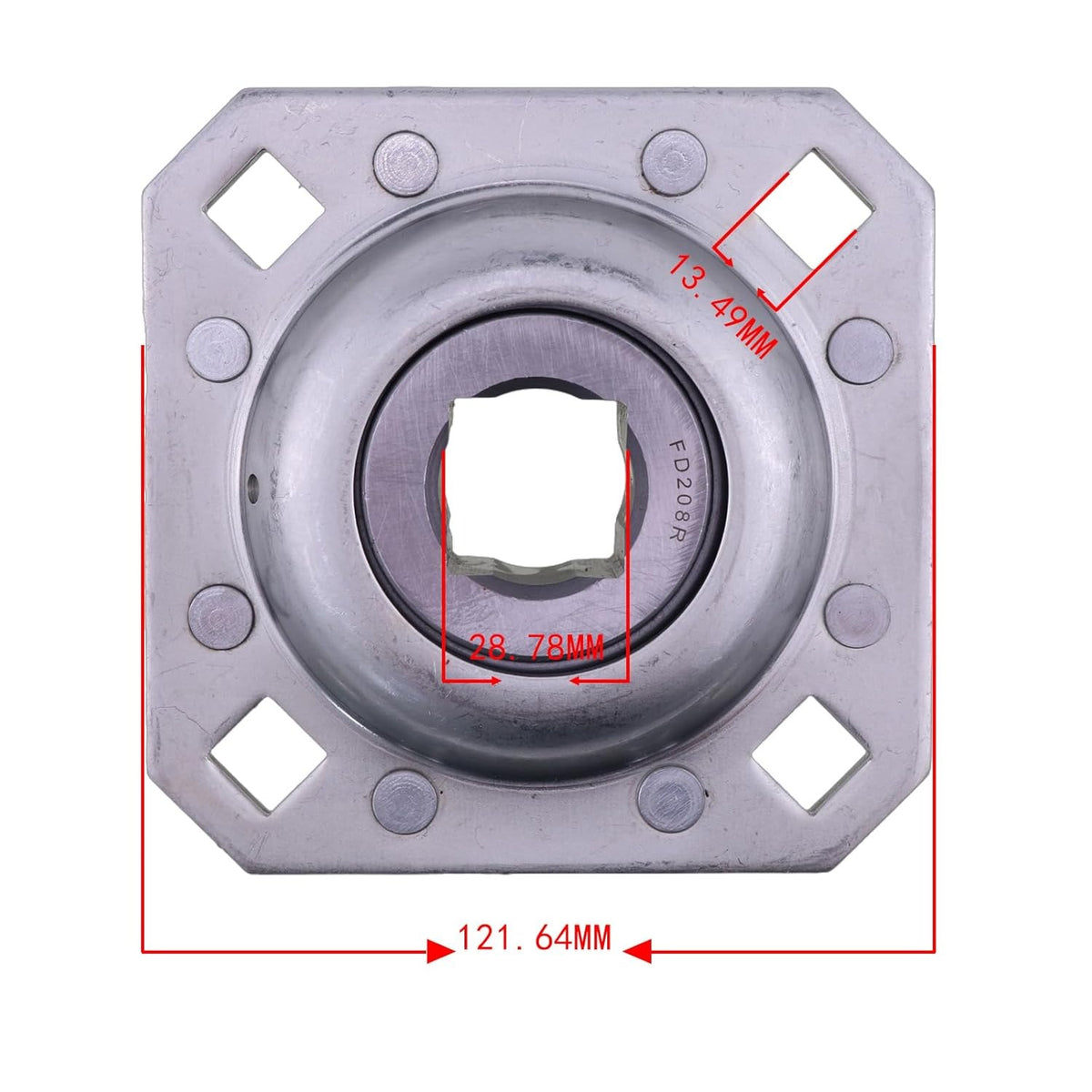 1-1/8" Square Disc Harrow Flange Bearing Unit FD208R1 ST208-1N Bolt Holes 0.531" x 0.529" for Farming - KUDUPARTS