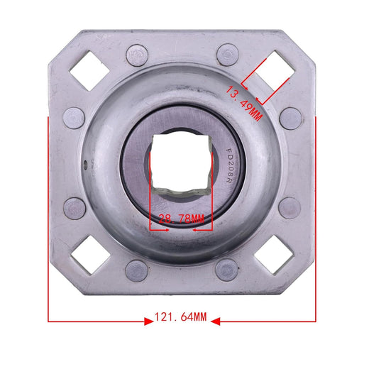 1-1/8" Square Disc Harrow Flange Bearing Unit FD208R1 ST208-1N Bolt Holes 0.531" x 0.529" for Farming - KUDUPARTS