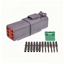 Deutsch DT 6 Pin Connector Kit with 14 AWG/GA Solid Contacts - KUDUPARTS