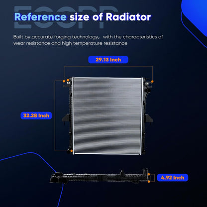 Aluminum Engine Radiator Assembly Compatible with 2019-2023 Ford Ranger - Replaces 13804, CU13804, RAD13804