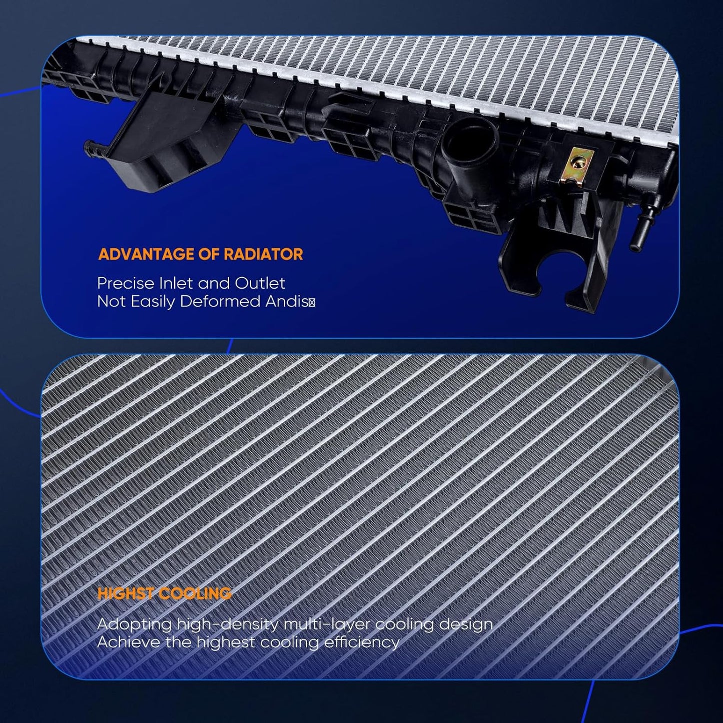 Aluminum Engine Radiator Assembly Compatible with 2019-2023 Ford Ranger - Replaces 13804, CU13804, RAD13804