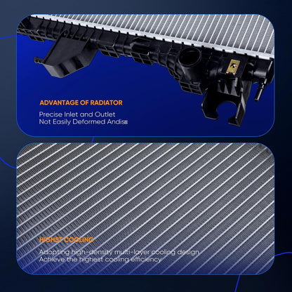 Aluminum Engine Radiator Assembly Compatible with 2019-2023 Ford Ranger - Replaces 13804, CU13804, RAD13804