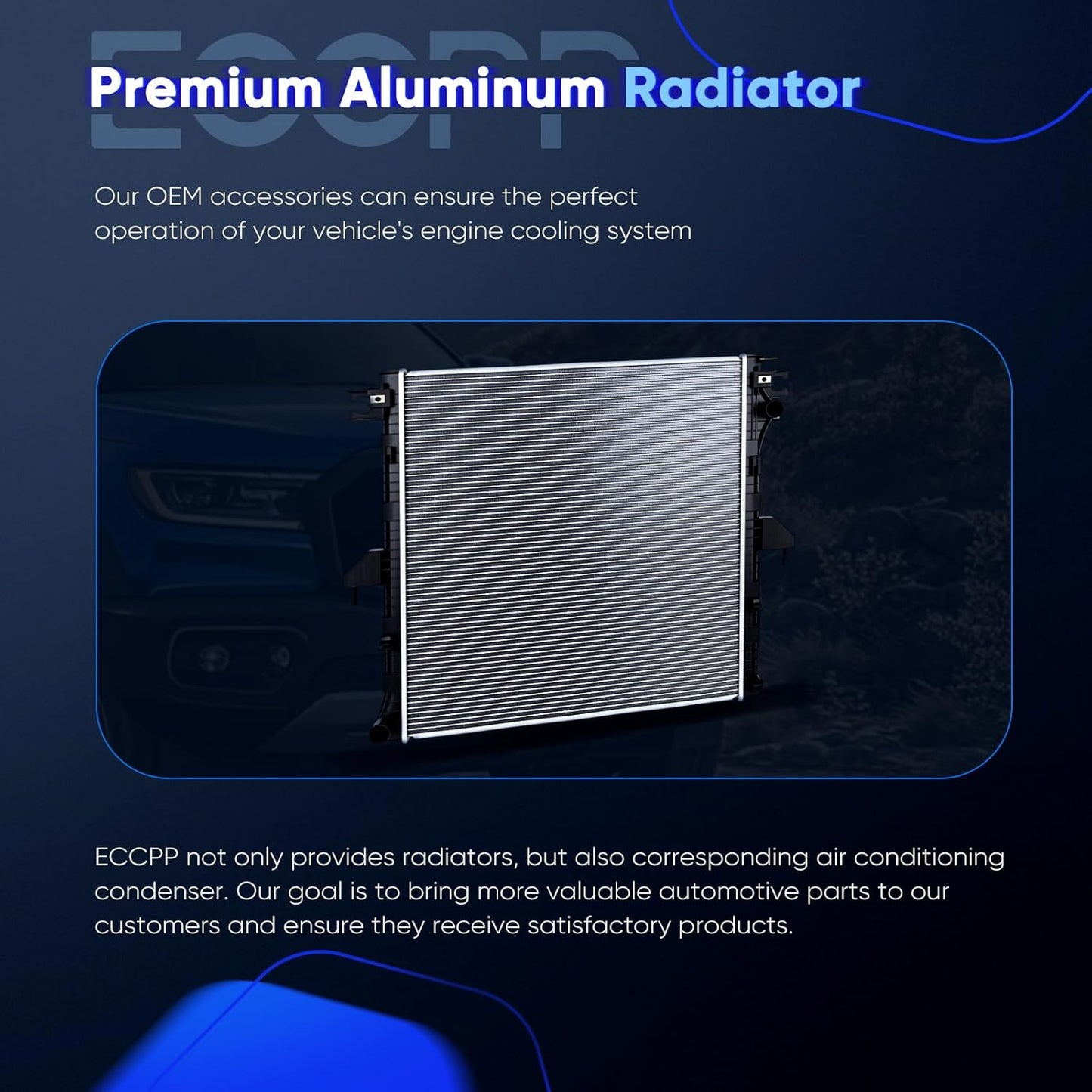 Aluminum Engine Radiator Assembly Compatible with 2019-2023 Ford Ranger - Replaces 13804, CU13804, RAD13804