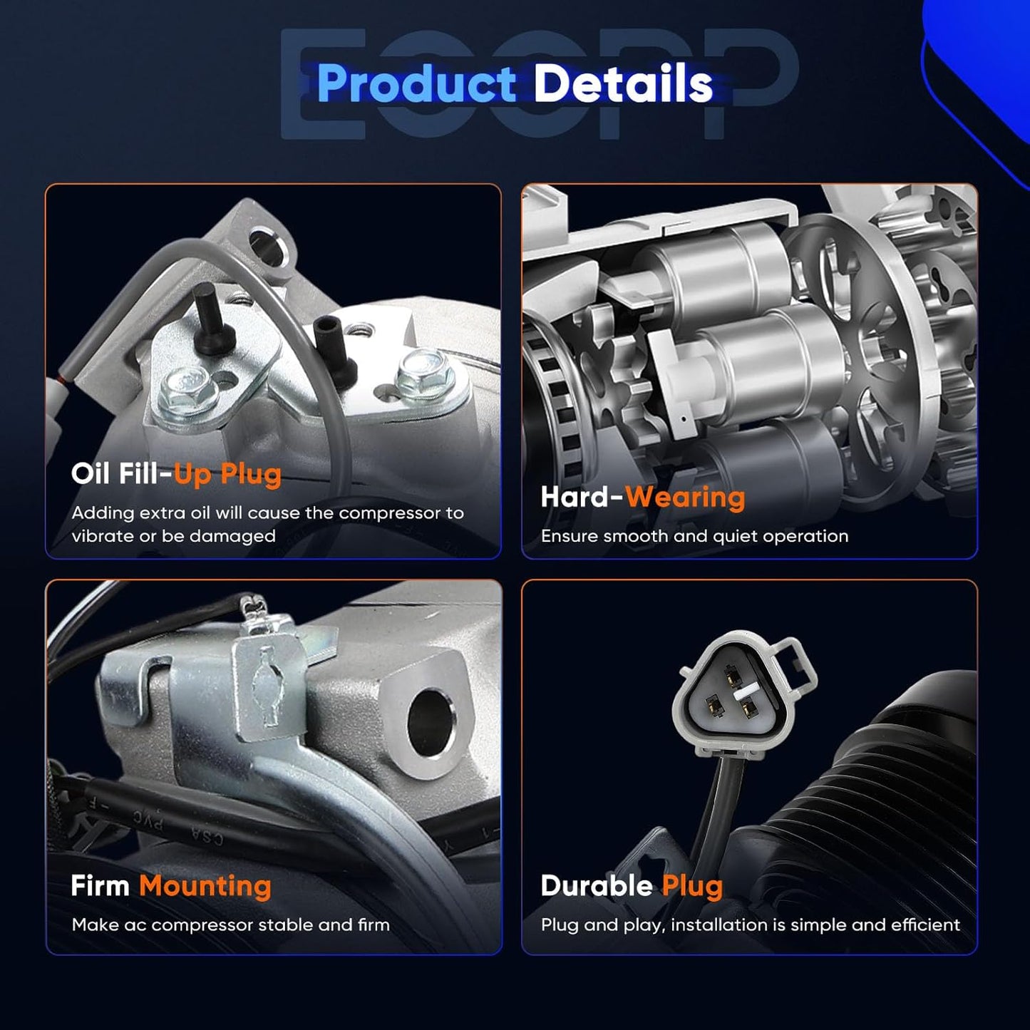 A/C Compressor with Clutch - Compatible with Toyota Tundra 5.7L (2007-2021) & 4.6L (2010-2019)