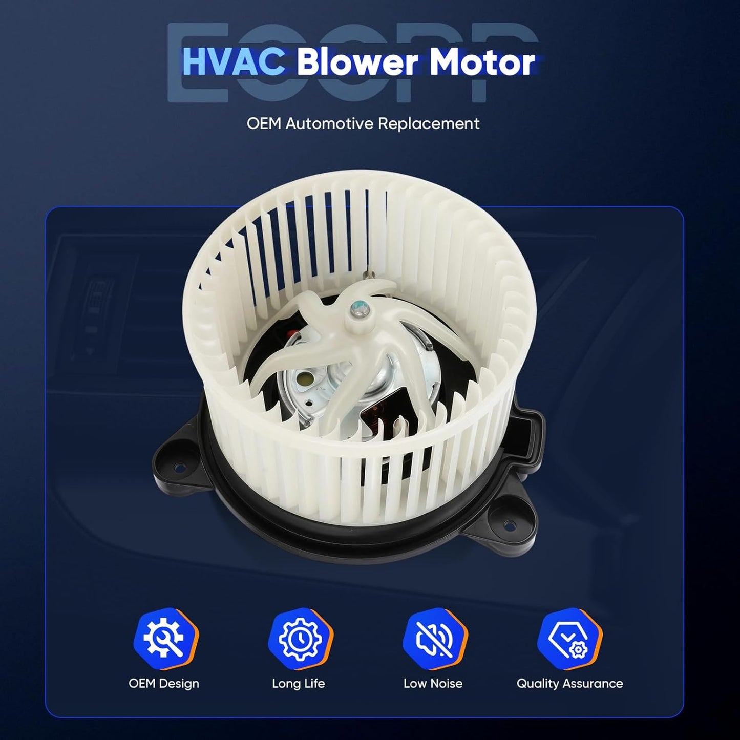HVAC Blower Motor with Fan Cage Replacement - Compatible with 2005-2010 Dodge Dakota, 2006-2009 Mitsubishi Raider, Ram Dakota - OE Replaces 700198, 5161007AB, 334-58009-000, CH3126125