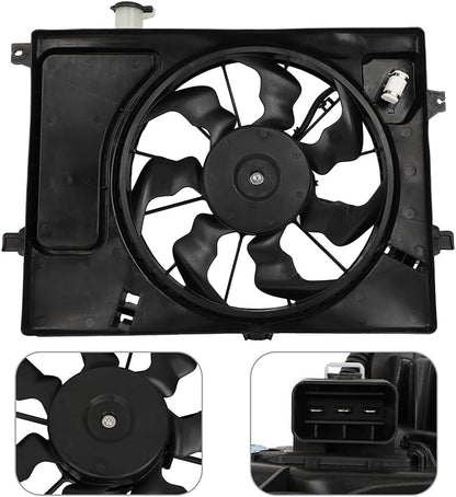 Radiator Fan Assembly 65cm for Hyundai Elantra 2011-2013, Kia Forte 2014, 30dB Noise Level, 3-Pin Power Connector, Beaded Material, Forced Air Cooling, Vehicle Compatible
