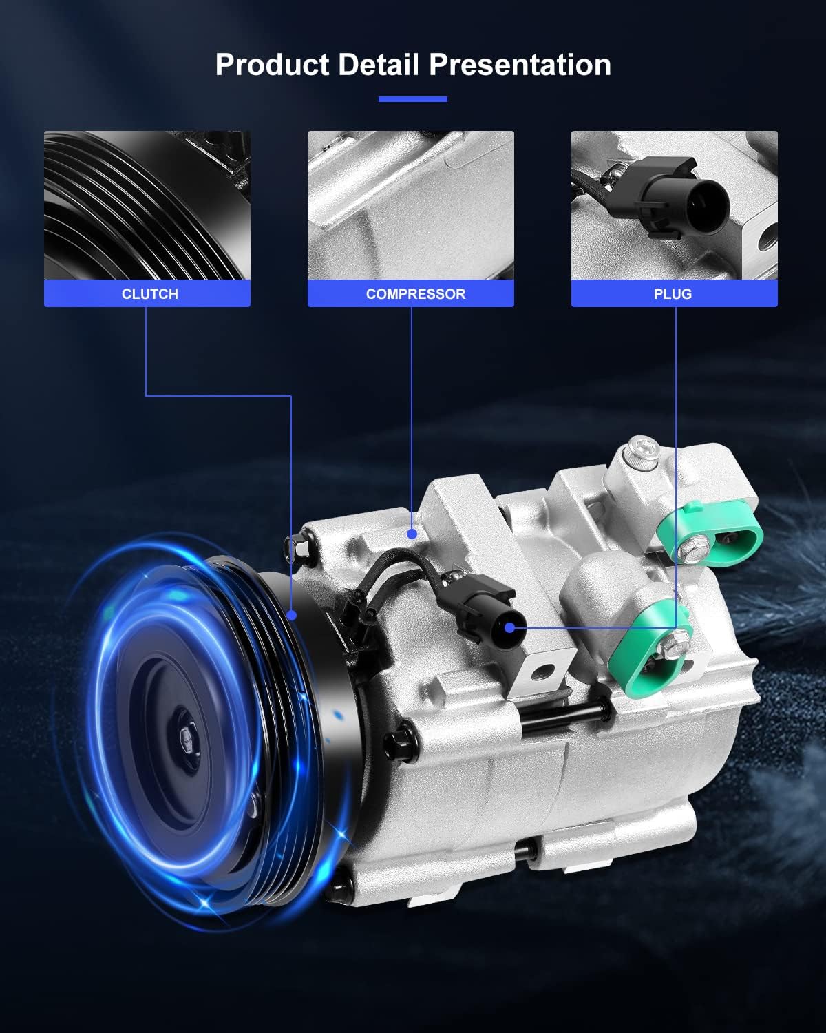 A/C Compressor with Clutch for Hyundai Santa Fe, Kia Magentis/Optima 2.4L (1999-2008) – Fast Cooling - KUDUPARTS