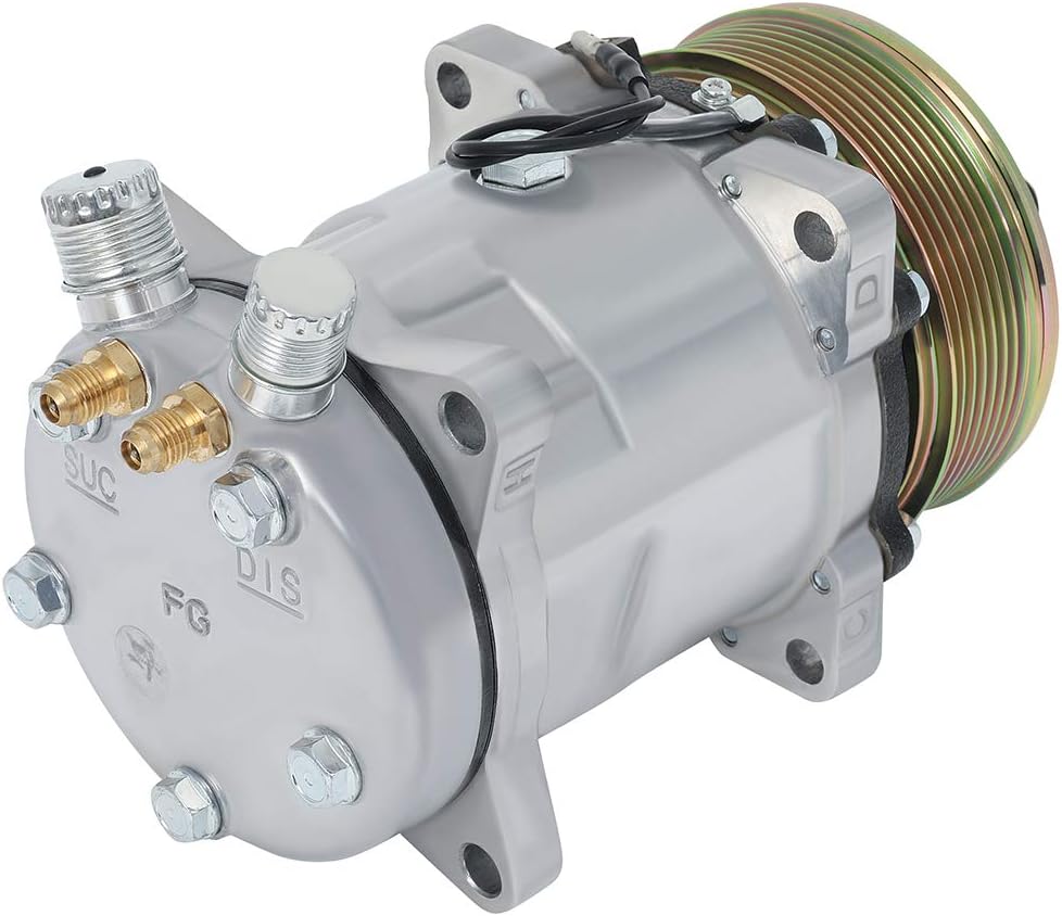 AC Compressor 1985-1990 Fit for Jeep CJ7 Cherokee Comanche Wagoneer Wrangler 2.1L 2.5L 4.2L Fast Cooling A/C Compressor with Clutch