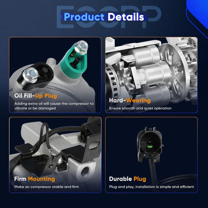 AC Compressor with Clutch 2014-2018 Fit for Kia Forte Forte5 for Hyundai Elantra GT 2.0L Air Conditioning Compressor Fast Cooling