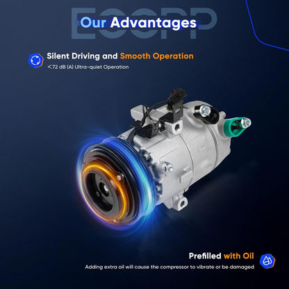 AC Compressor with Clutch 2014-2018 Fit for Kia Forte Forte5 for Hyundai Elantra GT 2.0L Air Conditioning Compressor Fast Cooling
