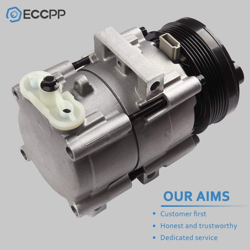 AC Compressor with Clutch 1994-2007 Fit for Ford for F-150 for F-250 for F-350 for F450 for F550 for Ford Mustang for Mercury Cougar 4.6L 5.4L 6.8L AC Compressor 6 Grooves FS10 - KUDUPARTS