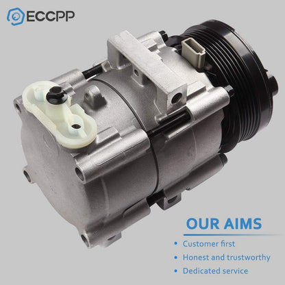 AC Compressor with Clutch 1994-2007 Fit for Ford for F-150 for F-250 for F-350 for F450 for F550 for Ford Mustang for Mercury Cougar 4.6L 5.4L 6.8L AC Compressor 6 Grooves FS10