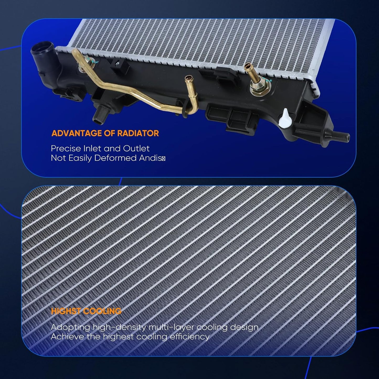 Aluminum Radiator Assembly for 2022-2023 Hyundai Kona 1.6L & 2.0L - Engine Coolant Radiator Replacement