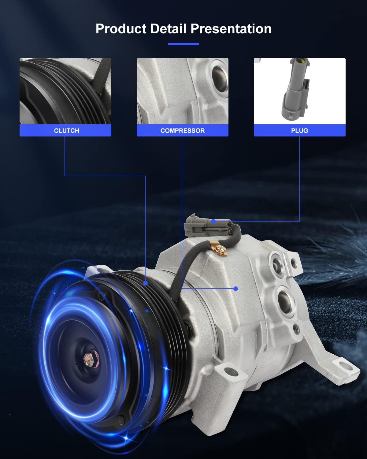 Fast Cooling A/C Compressor with Clutch, 4 Groove - Compatible with 2006-2016 Chevrolet Express 1500/2500 - KUDUPARTS