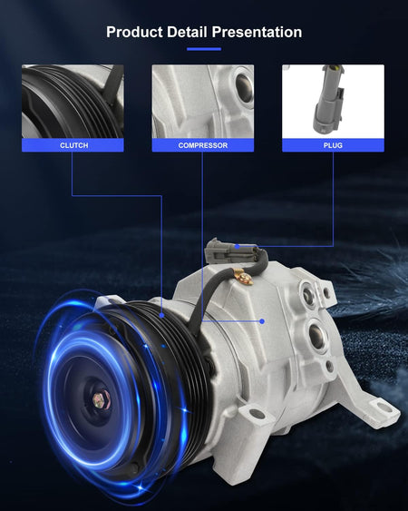 Fast Cooling A/C Compressor with Clutch, 4 Groove - Compatible with 2006-2016 Chevrolet Express 1500/2500 - KUDUPARTS