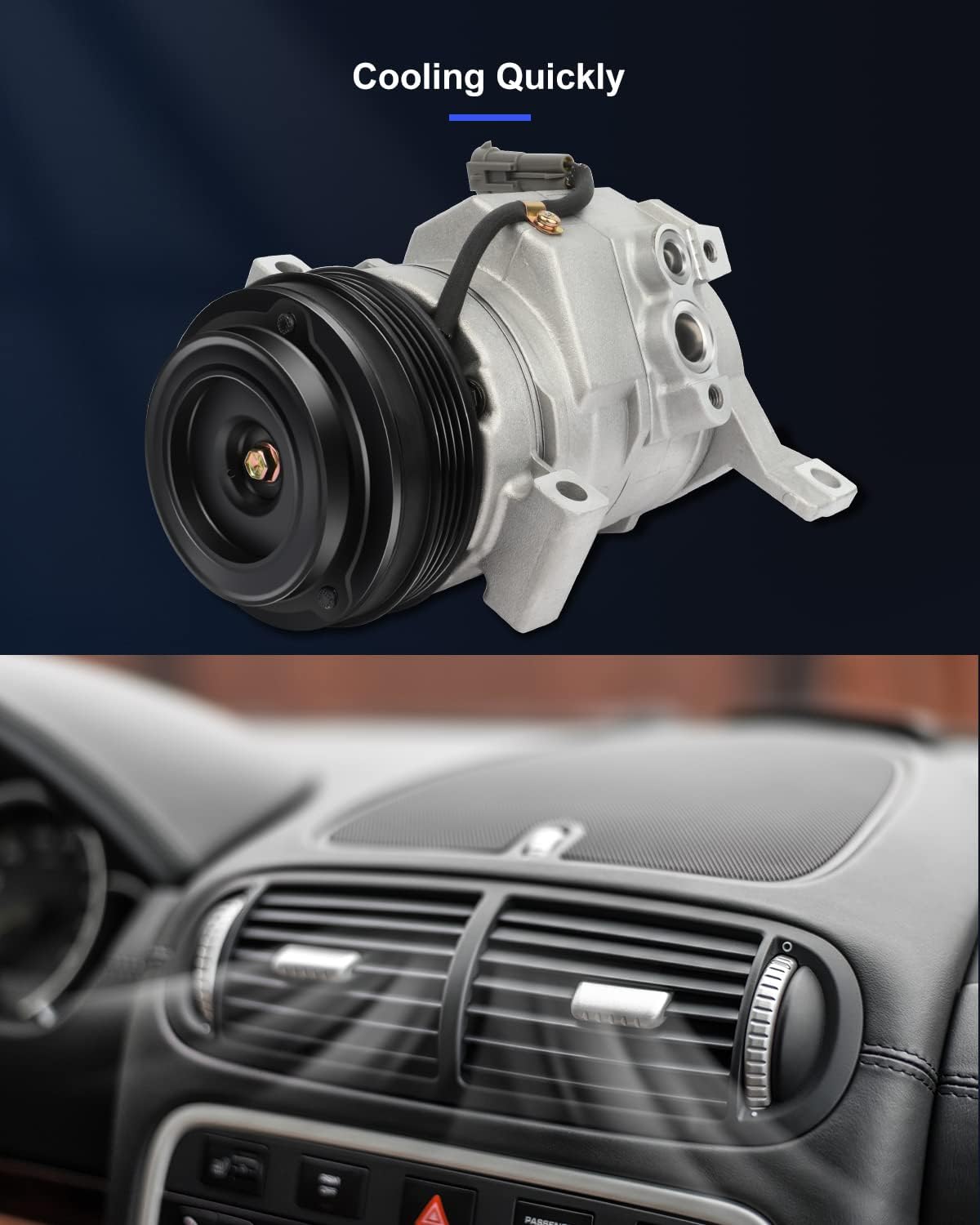 Fast Cooling A/C Compressor with Clutch, 4 Groove - Compatible with 2006-2016 Chevrolet Express 1500/2500