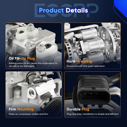 A/C Compressor with Clutch for 2012-2015 Mercedes-Benz C250 SLK250 1.8L