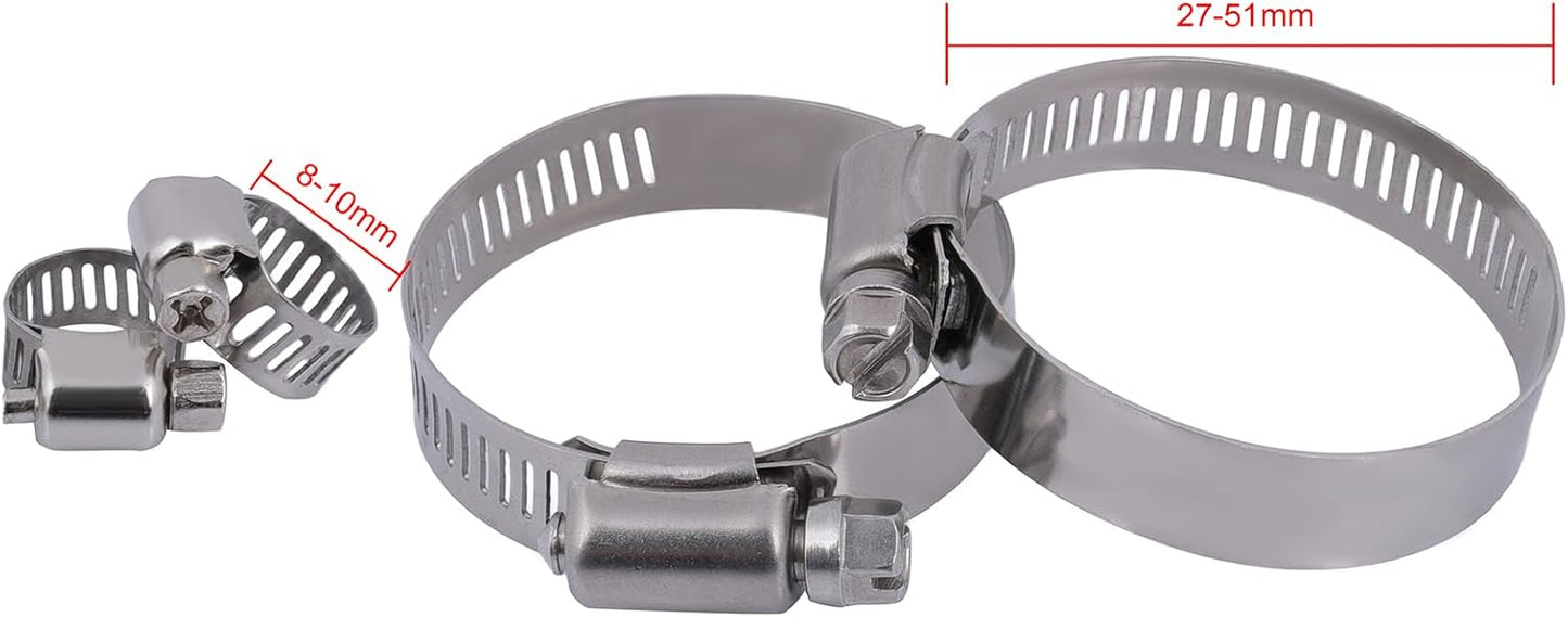 Replacement 2443 Radiator Hose Clamp - 8-10mm & 30-50mm - Fits 2002-2006 Honda CR-V 2.4L, 2003-2006 Honda Element 2.4L