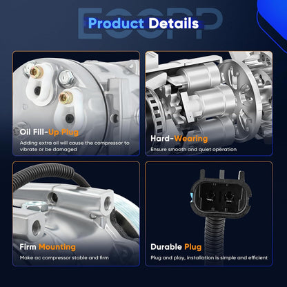 A/C Compressor with Clutch Fit for International 4200 4300 4400 4600 4700 4900 5000 7100 7400 7500 2002-2020 AC Compressor