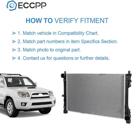 Radiator Compatible with Mercedes-Benz C230 1.8L (2003-2005), C230 2.3L (2002), C230 2.5L (2006-2009), C240 2.6L (2001-2005) - KUDUPARTS