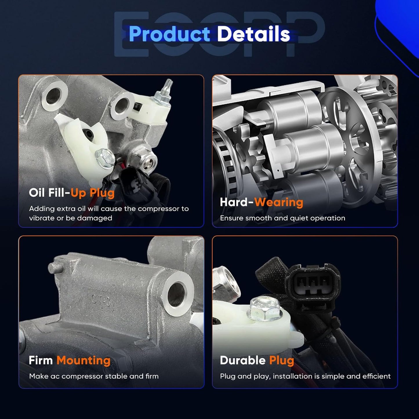 A/C Compressor with Clutch – Compatible with 2012-2015 Honda Civic 1.8L & 2013-2015 Acura ILX 2.0L
