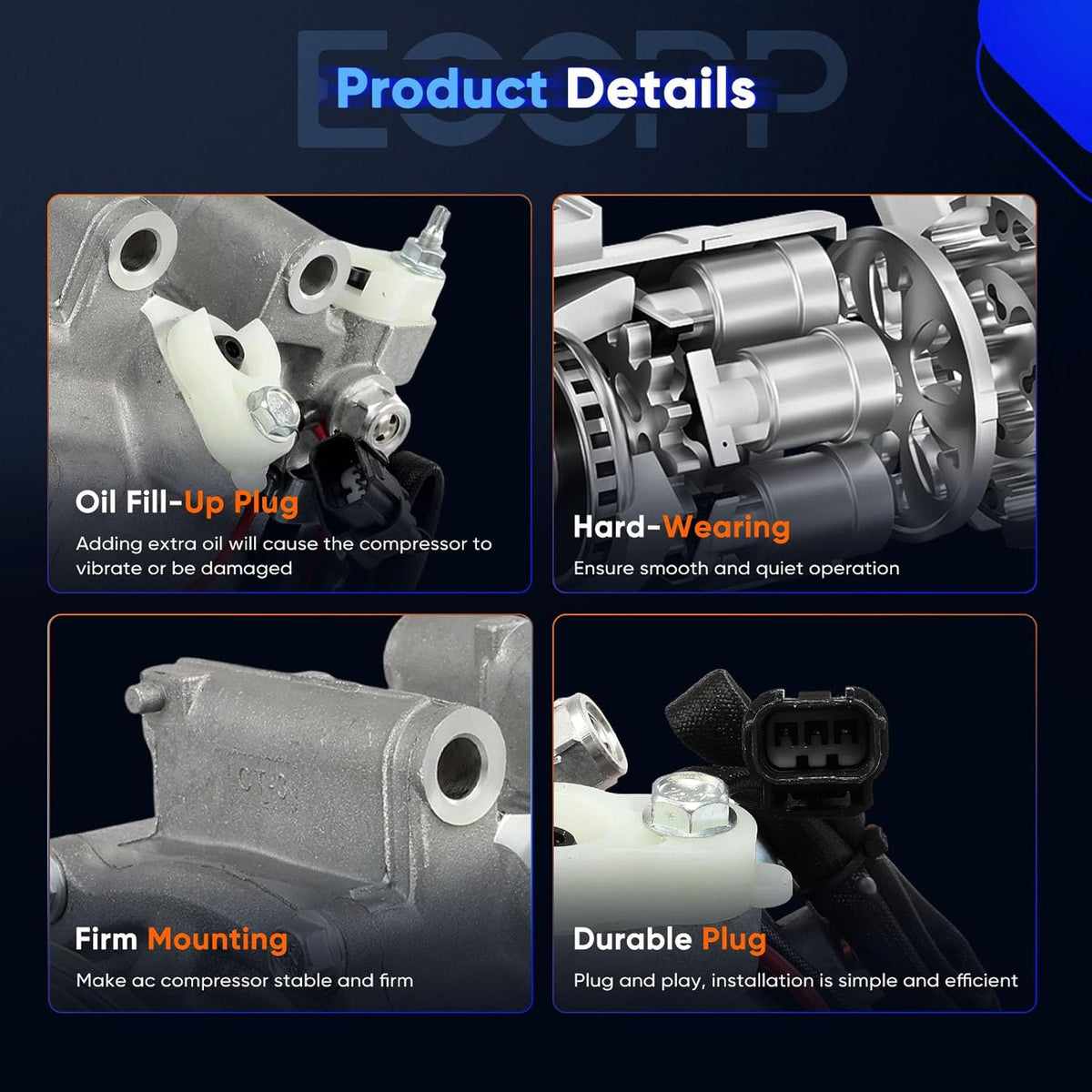 A/C Compressor with Clutch – Compatible with 2012-2015 Honda Civic 1.8L & 2013-2015 Acura ILX 2.0L - KUDUPARTS