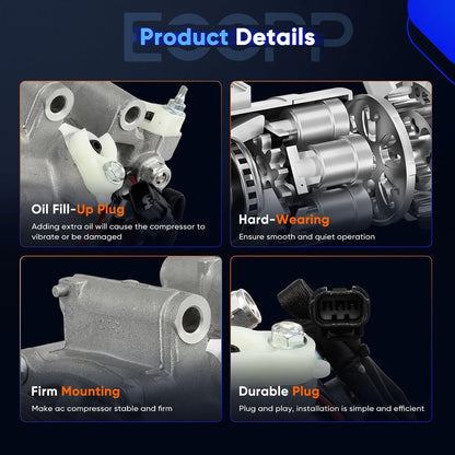 A/C Compressor with Clutch – Compatible with 2012-2015 Honda Civic 1.8L & 2013-2015 Acura ILX 2.0L