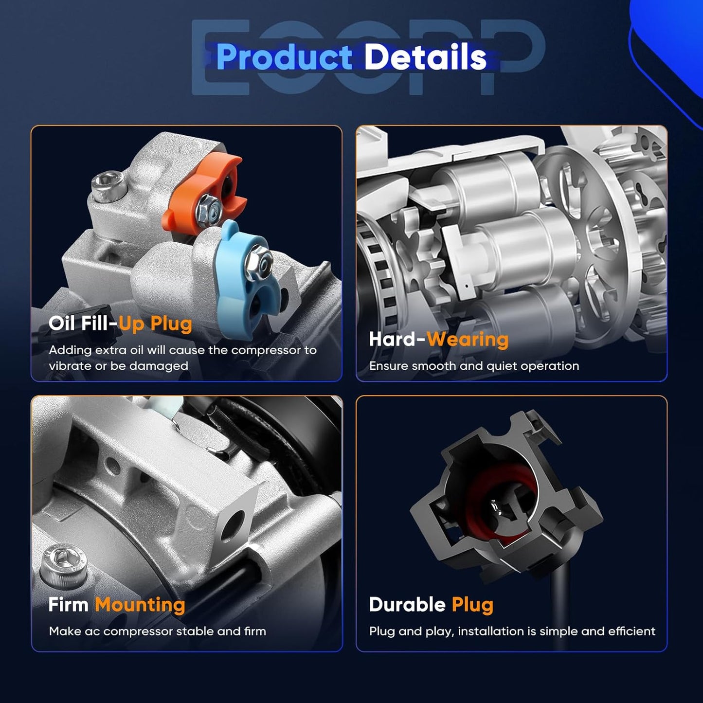 Hyundai Sonata 2.7L 2002-2005 & 1999-2001, Kia Optima 2.5L, Magentis 2.5L 2001 A/C Compressor with Clutch