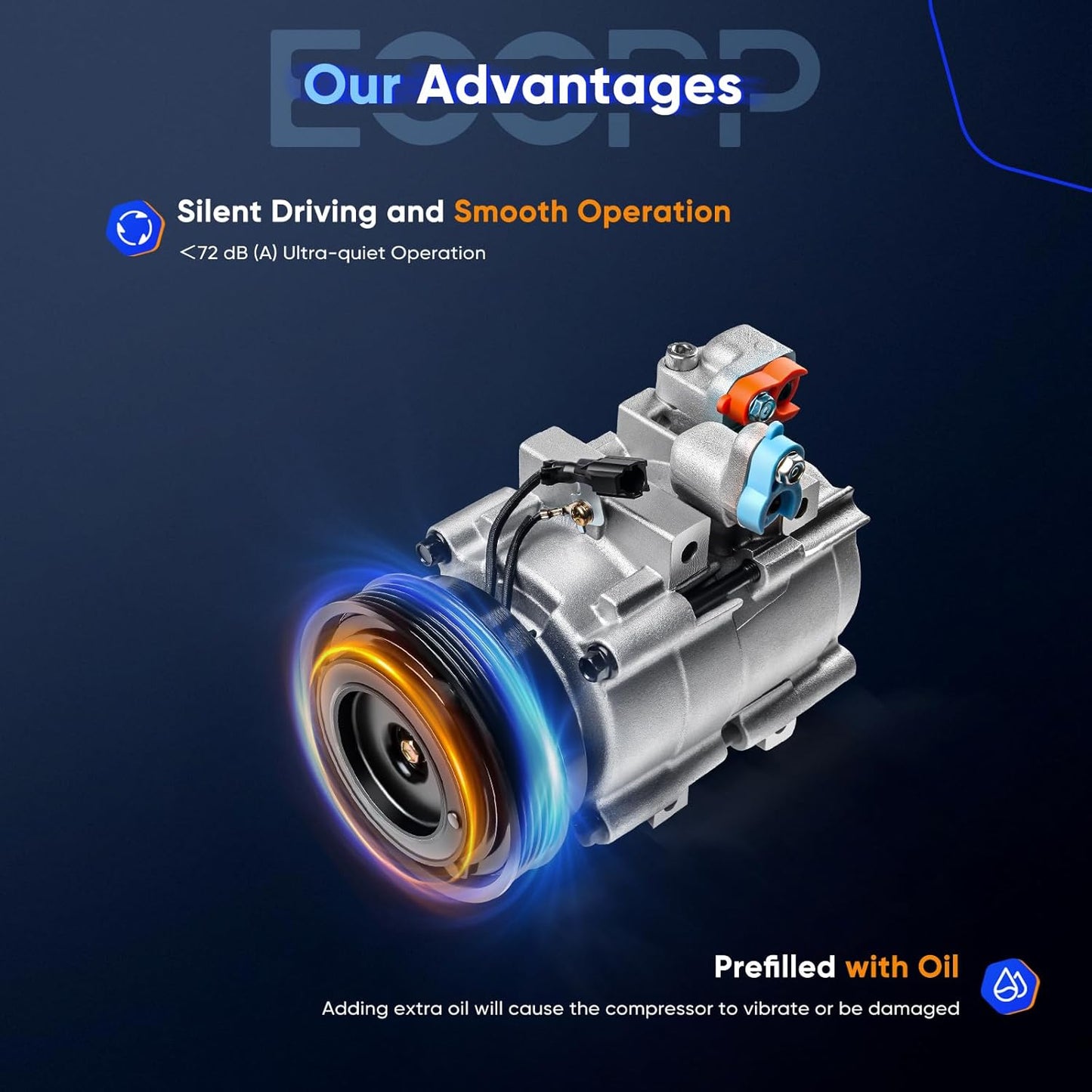 Hyundai Sonata 2.7L 2002-2005 & 1999-2001, Kia Optima 2.5L, Magentis 2.5L 2001 A/C Compressor with Clutch