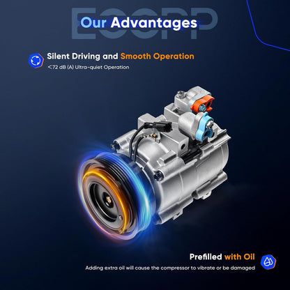 Hyundai Sonata 2.7L 2002-2005 & 1999-2001, Kia Optima 2.5L, Magentis 2.5L 2001 A/C Compressor with Clutch