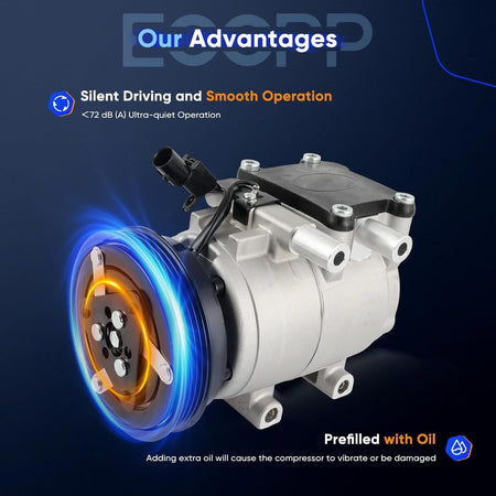 A/C Compressor with Clutch – Compatible with 2003-2005 Kia Rio 1.6L - KUDUPARTS