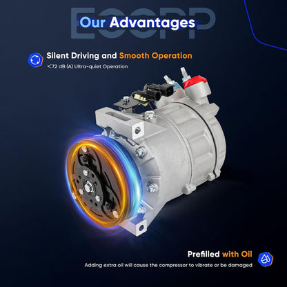 A/C Compressor with Clutch – Compatible with Volvo S60 2.5L (2012-2016) & S80 3.0L (2012-2015)
