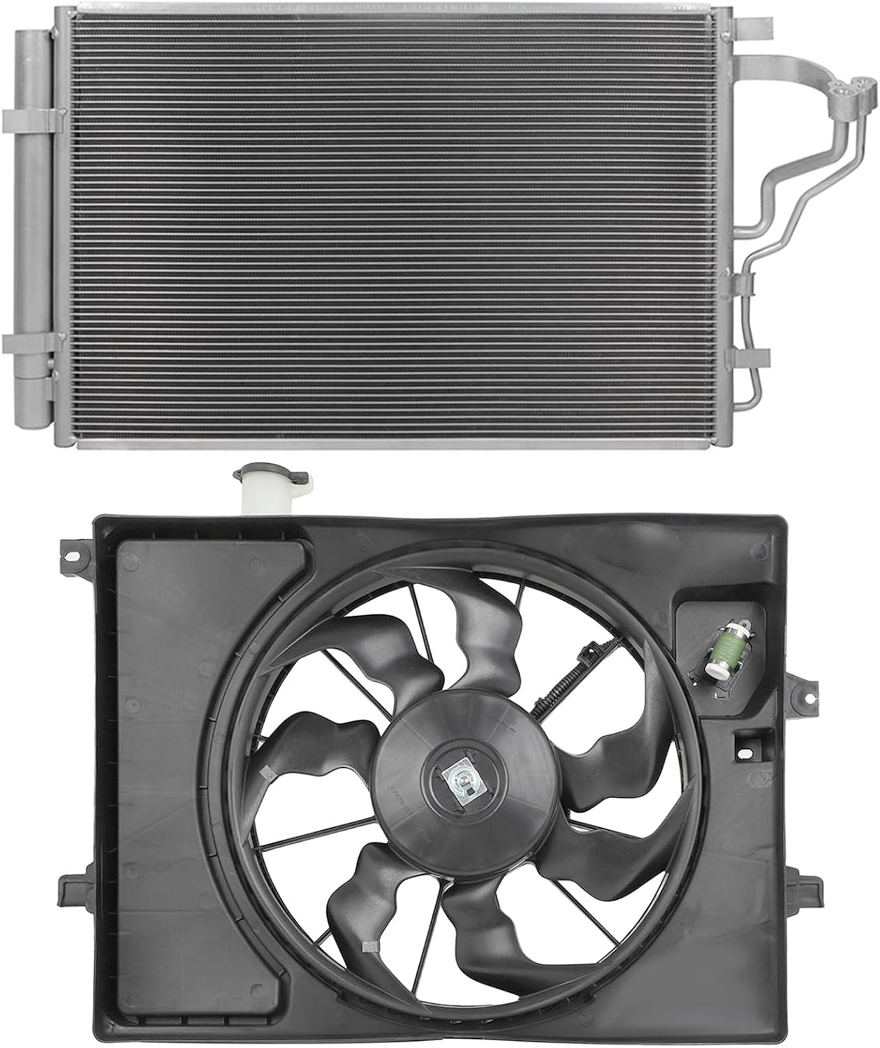 4519 Cooling Fan Assembly A/C Condenser for 2014-2016 Hyundai Elantra, 2014 Elantra Coupe, 2016-2017 Elantra GT, 2015-2016 Kia Forte