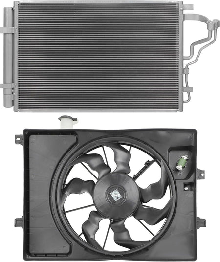 4519 Cooling Fan Assembly A/C Condenser for 2014-2016 Hyundai Elantra, 2014 Elantra Coupe, 2016-2017 Elantra GT, 2015-2016 Kia Forte - KUDUPARTS