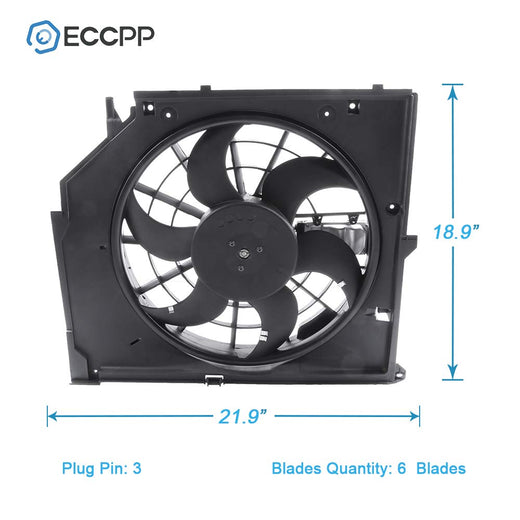 Radiator Condenser Cooling Fan Assembly Replacement for BMW 320i 325Ci 325i 328i 330Ci 330i 330xi (2001-2005) - KUDUPARTS