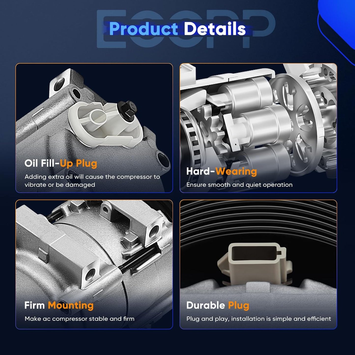 Ford Bronco, E-150/250/350 Econoline, F-150/250/350, F59, Windstar & Lincoln Continental AC Compressor with Clutch (1990-1998)