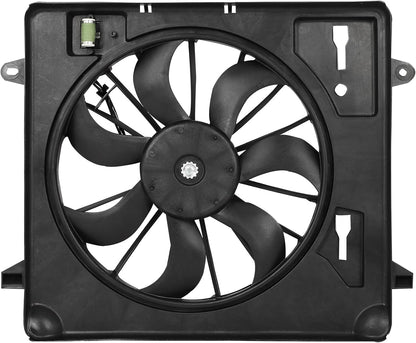 Radiator Cooling Fan Assembly Compatible with 2007-2011 Jeep Wrangler – Engine Cooling Fan Replacement (620-055, 621680, 76035, CF13027, FA70437, 55056642AB, 55057123AB, 68085950AA)