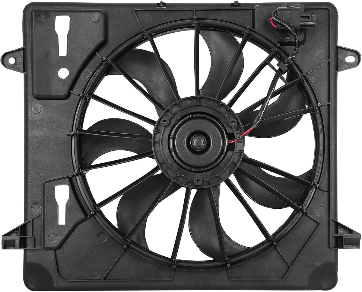Radiator Cooling Fan Assembly Compatible with 2007-2011 Jeep Wrangler – Engine Cooling Fan Replacement (620-055, 621680, 76035, CF13027, FA70437, 55056642AB, 55057123AB, 68085950AA) - KUDUPARTS