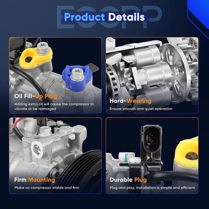 2013-2017 Audi Q5 3.0L AC Compressor with Clutch – Fast Cooling