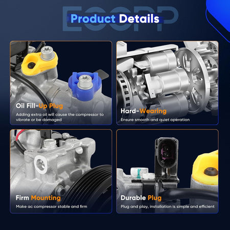 2013-2017 Audi Q5 3.0L AC Compressor with Clutch – Fast Cooling - KUDUPARTS