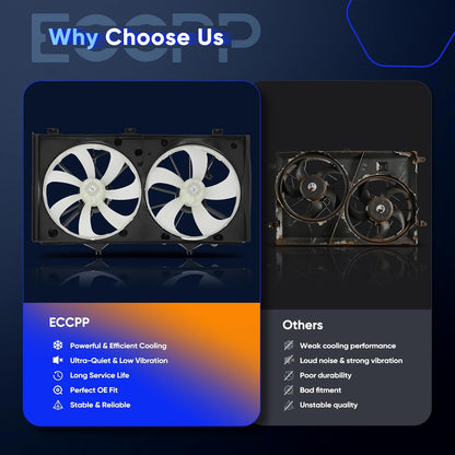 Dual Radiator Cooling Fan Assembly Compatible with 2007-2011 Toyota Camry