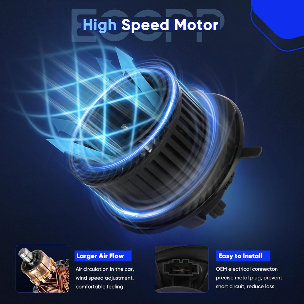 HVAC Blower Motor Compatible with 2006-2013 Audi A3, 2009-2012 VW CC, 2007-2014 Eos, 2006-2018 Jetta, 2006-2010 Passat, 2006-2009 Rabbit, 2009-2016 Tiguan - KUDUPARTS