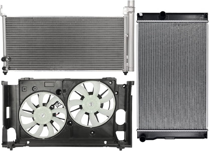 Cooling Fan*1 + Radiator*1 + Condenser*1 Replacement for 2011-2017 Lexus CT200h, 2010-2015 Toyota Prius, 2012-2016 Toyota Prius V