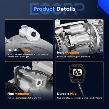 AC Compressor with Clutch 2005-2011 Fit for Cadillac STS 3.6L Air Conditioning Compressor - KUDUPARTS