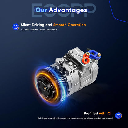 AC Compressor with Clutch – Compatible with Mercedes Benz C220, C230 & Dodge Sprinter 2500/3500 (1996-2008)