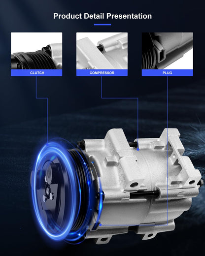 AC Compressor with Clutch – Compatible with Ford Escort & Mercury Tracer (1992–2002)