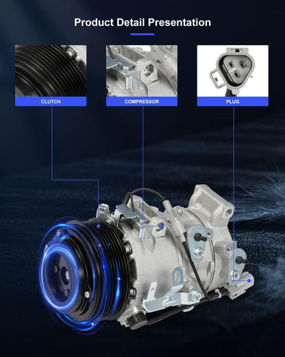AC Compressor with Clutch – Fits 2007-2011 Toyota Camry 3.5L & 2005-2012 Toyota Avalon 3.5L | Fast Cooling, 7 Grooves